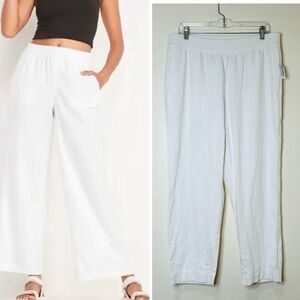 NWT Old Navy White Linen Blend Straight Leg Pants Size L